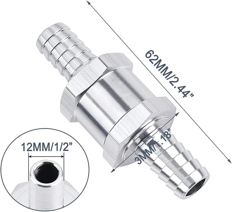 Superall 12mm 1/2" Fuel Non Return One Way Check Valve for Petrol Diesel Fuel Oil Water Aluminium Alloy Accessories - Image 2
